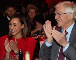 SJA Presidernt Sir Michael Parkinson enjoying 2012's British Sports Awards with Jessica Ennis 